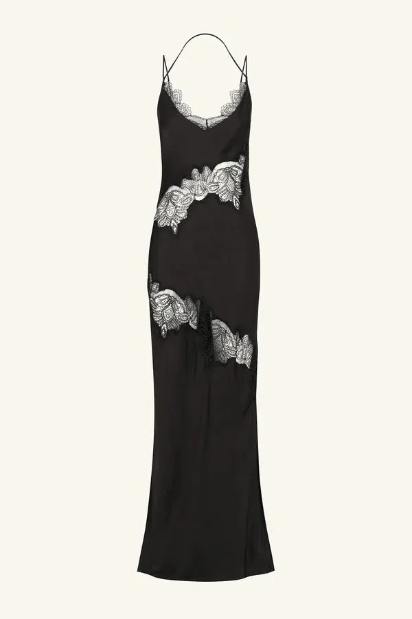 Jamila Lace Panelled Maxi Dress - Black