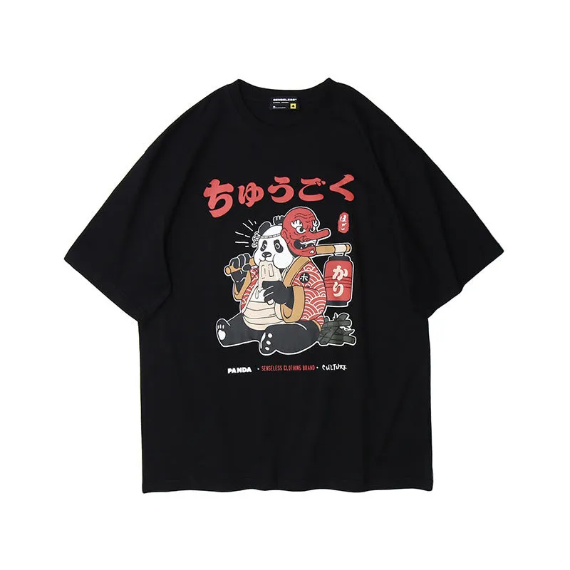Japanese Graphic Panda T-Shirt - Casual Streetwear
