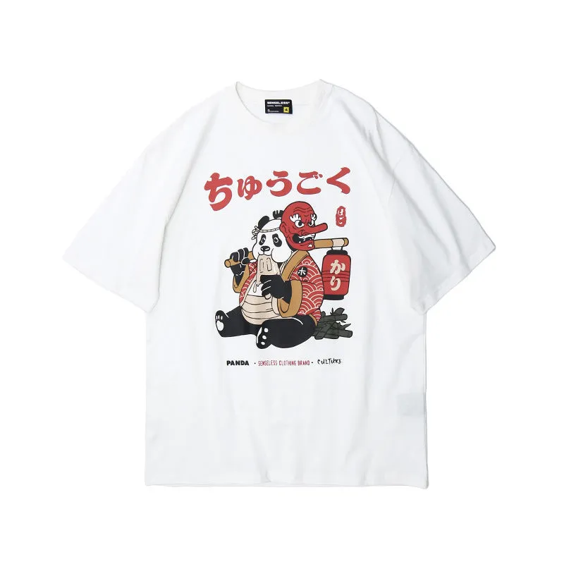 Japanese Graphic Panda T-Shirt - Casual Streetwear