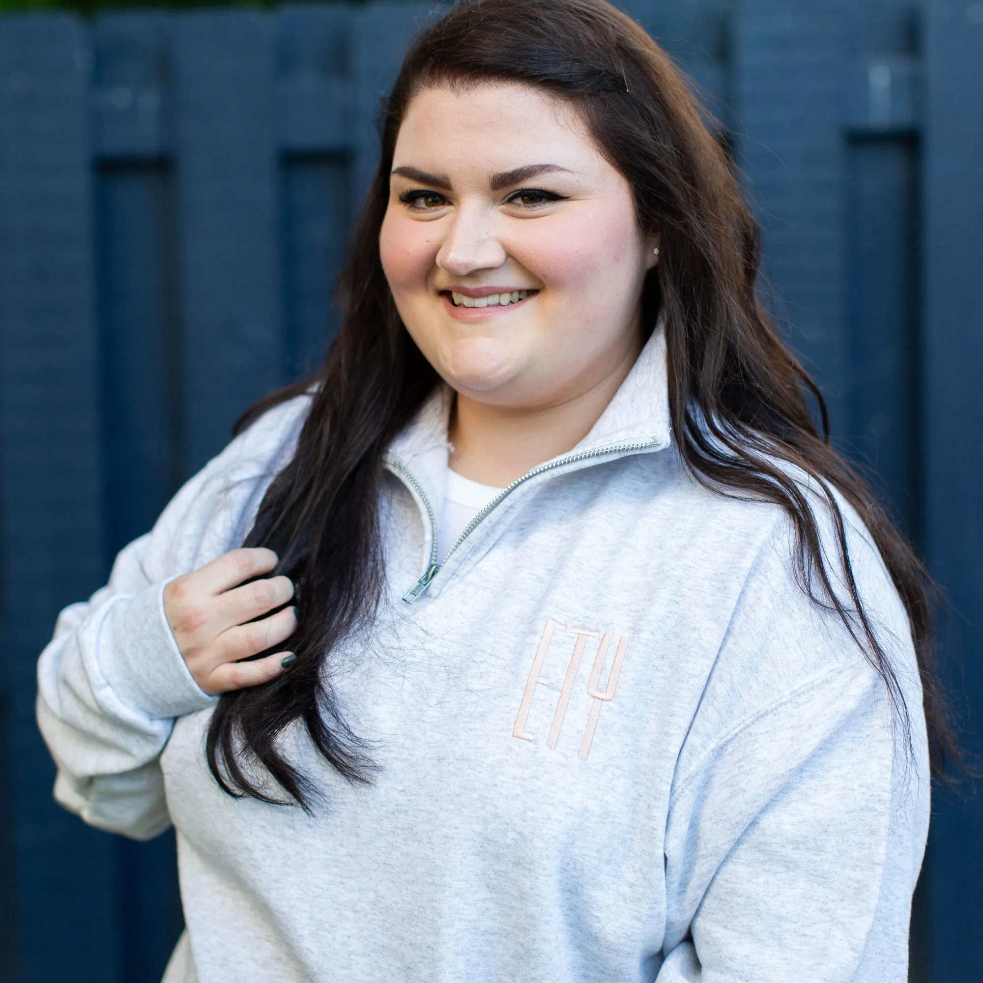Jessie Monogram Quarter Zip Sweatshirt