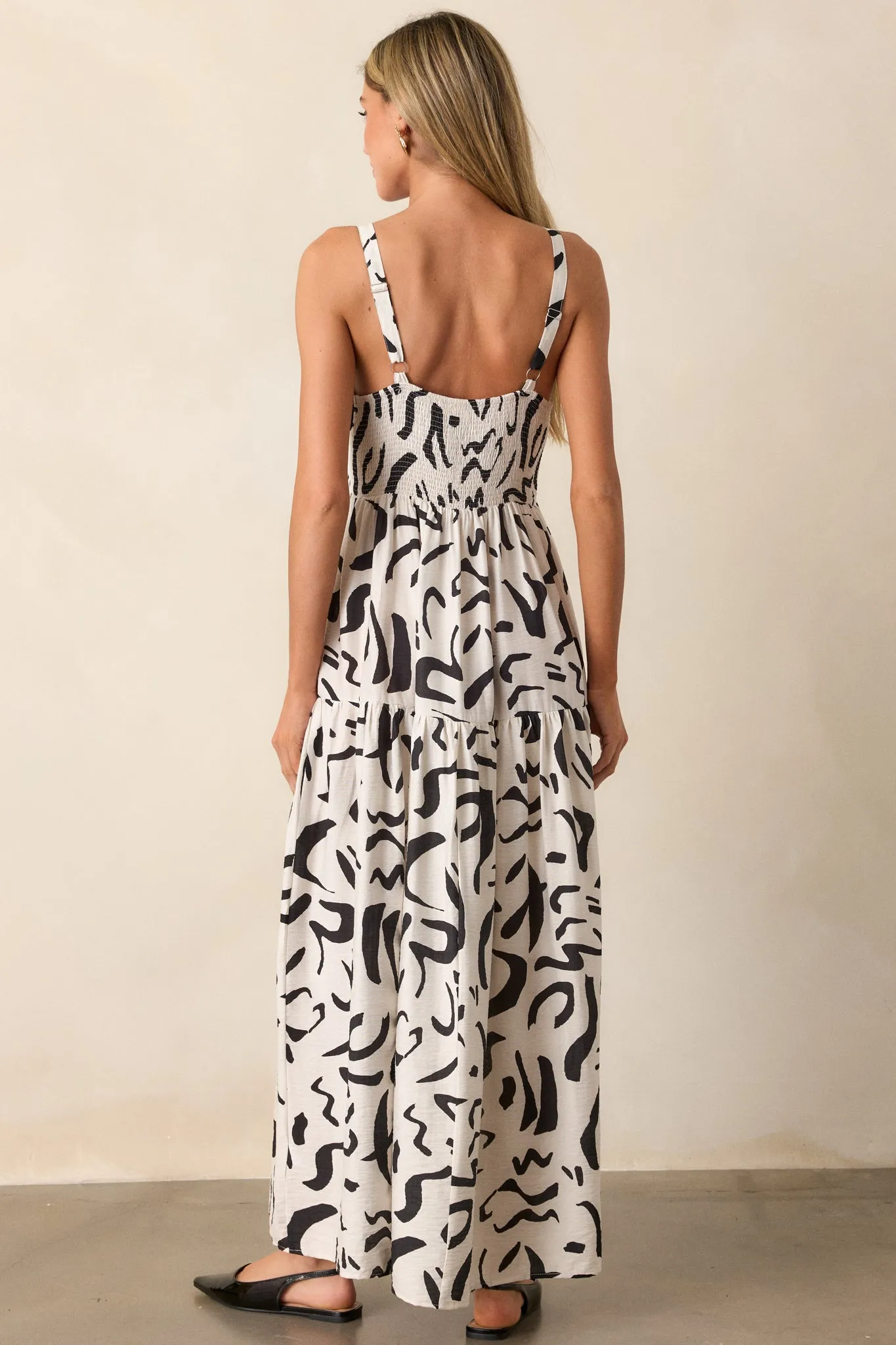 Just Having Fun White Abstract Maxi Dress