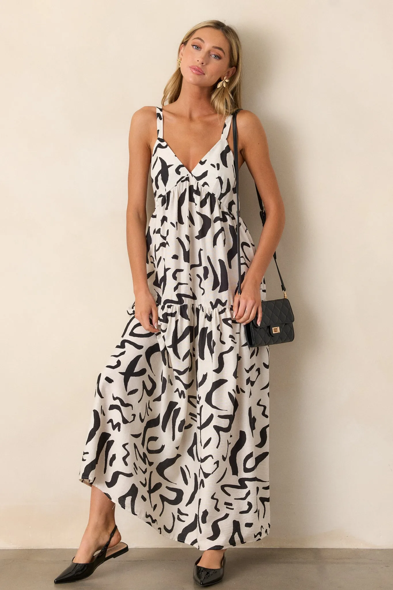 Just Having Fun White Abstract Maxi Dress