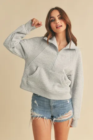 Kat Half Zip Up Sweatshirt - Gray