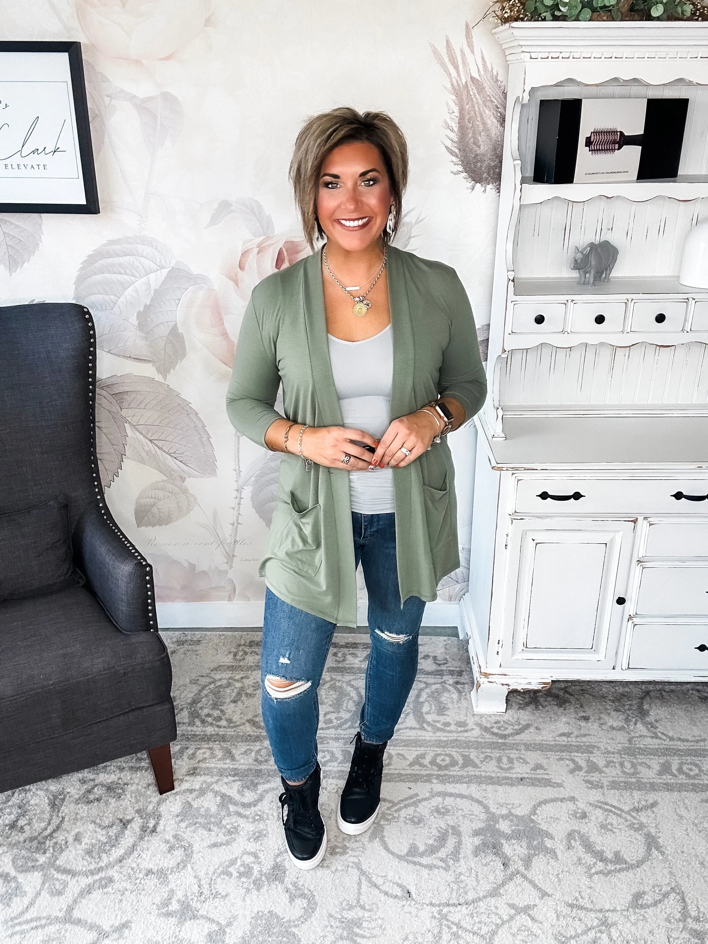 Keep On Going Cardigan - Olive
