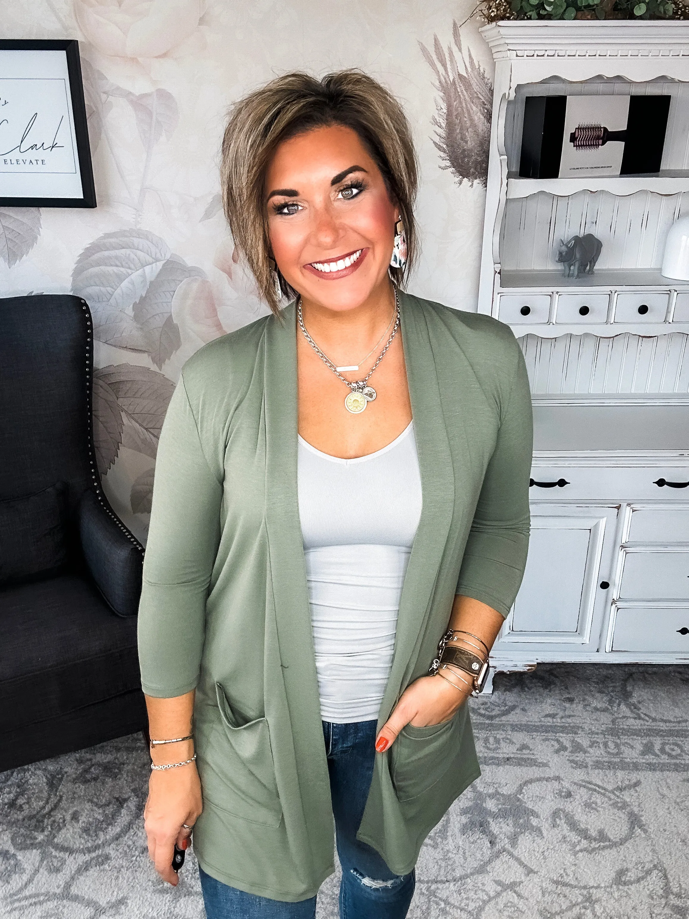 Keep On Going Cardigan - Olive