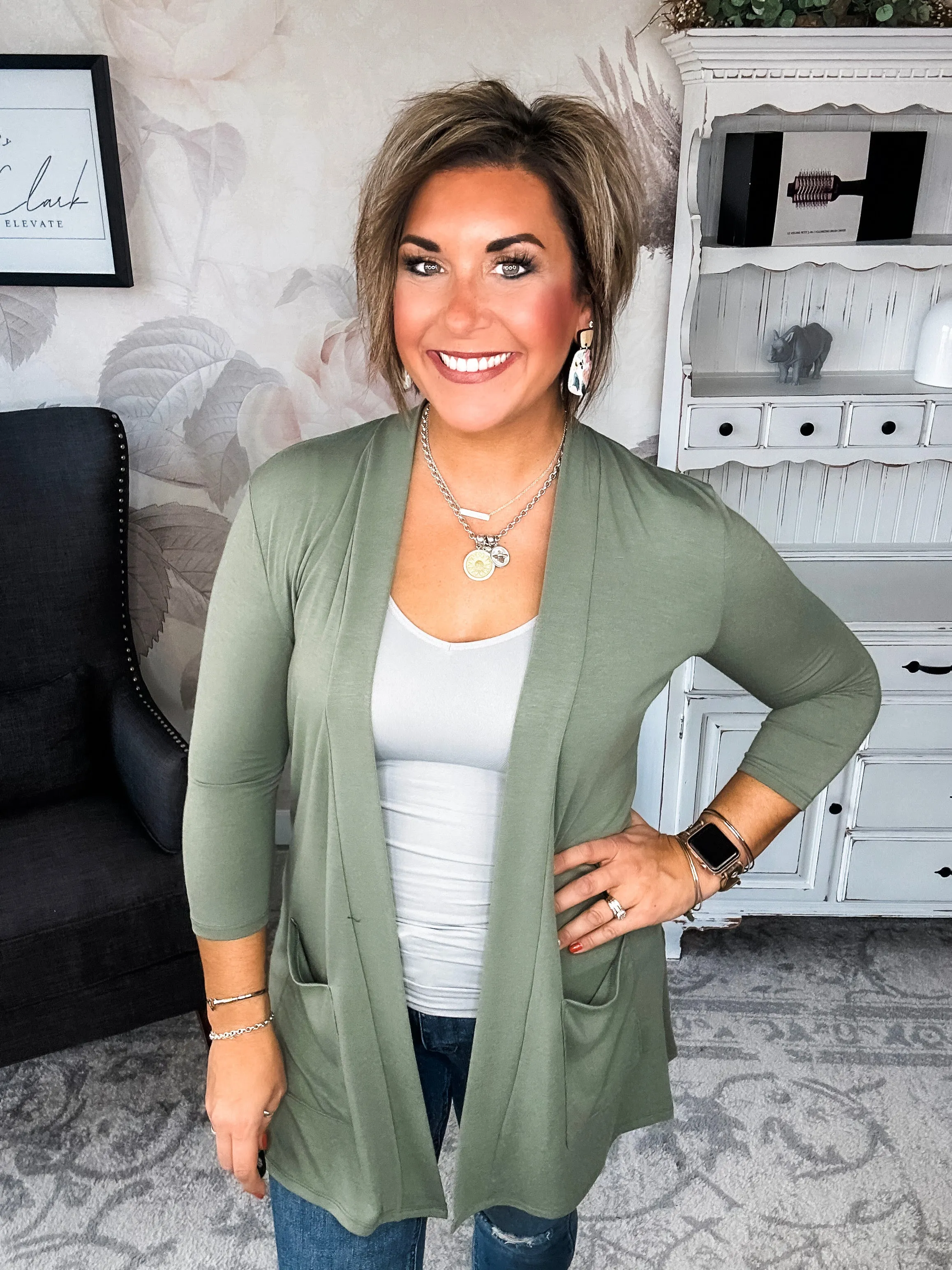 Keep On Going Cardigan - Olive