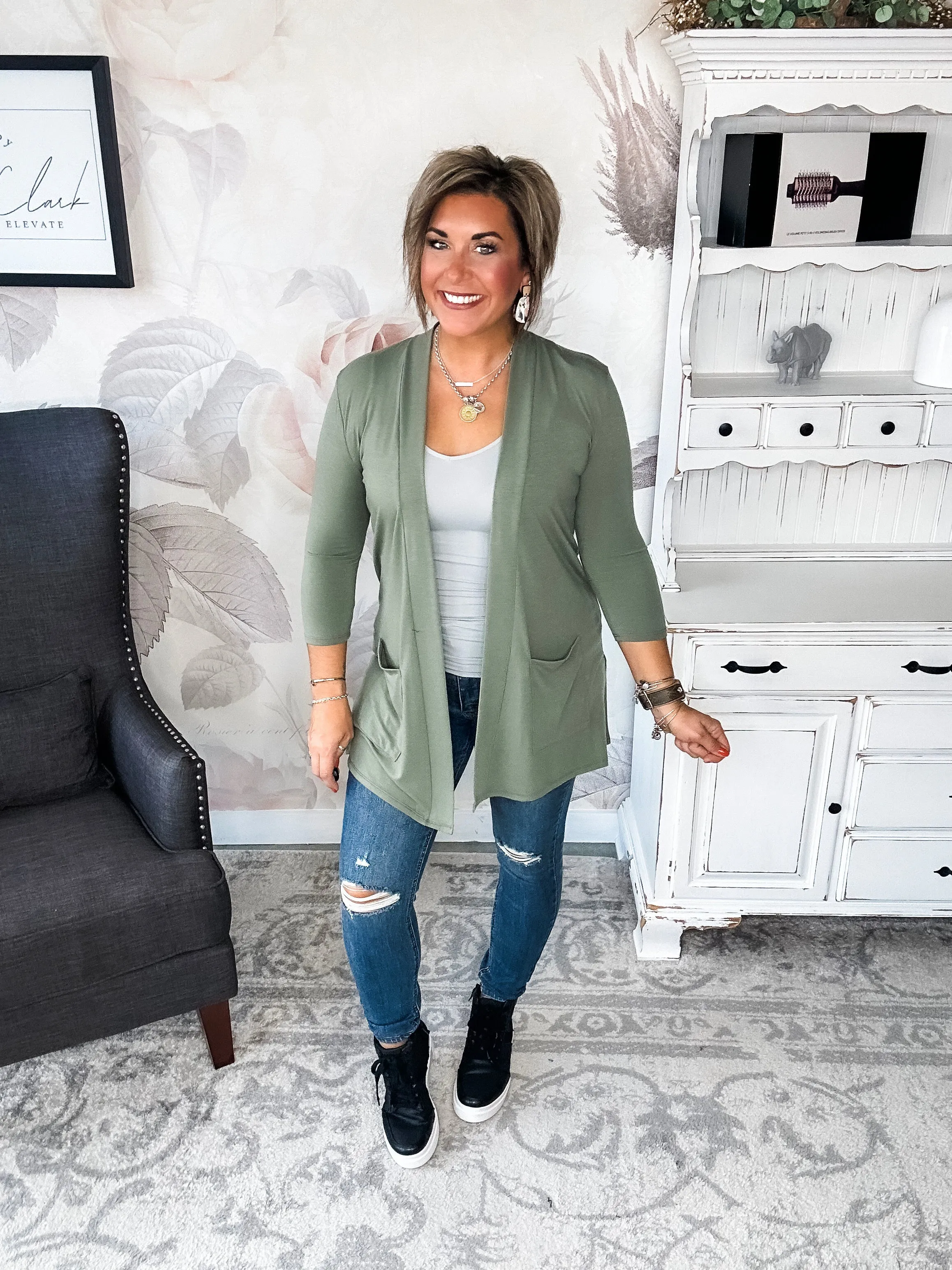Keep On Going Cardigan - Olive