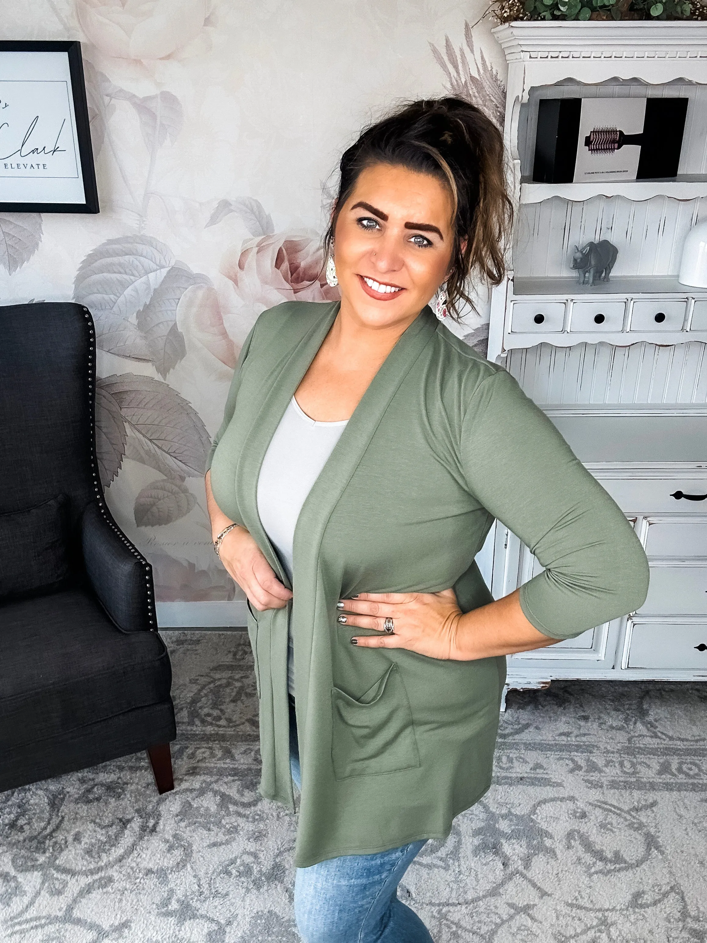 Keep On Going Cardigan - Olive