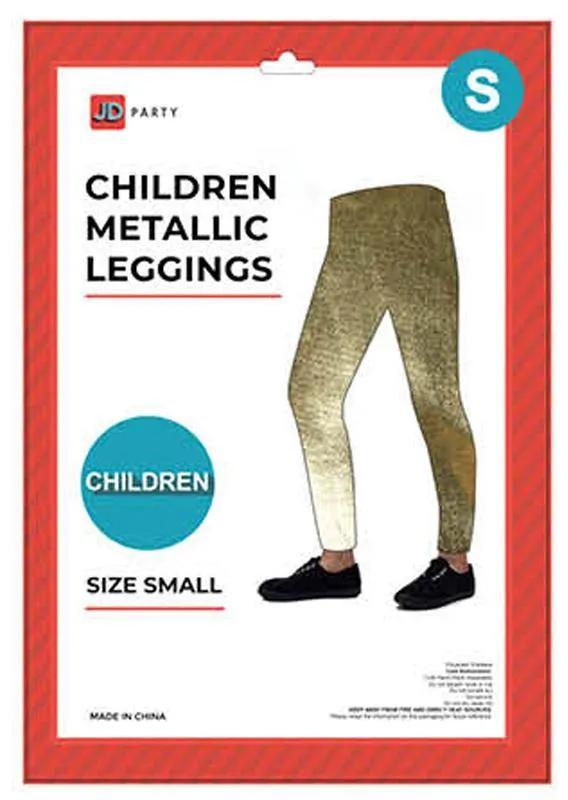 Kids Gold Metallic Leggings - Small