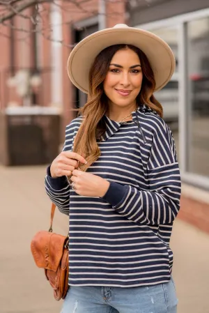 Knit Stripe Neck Zipper Sweater