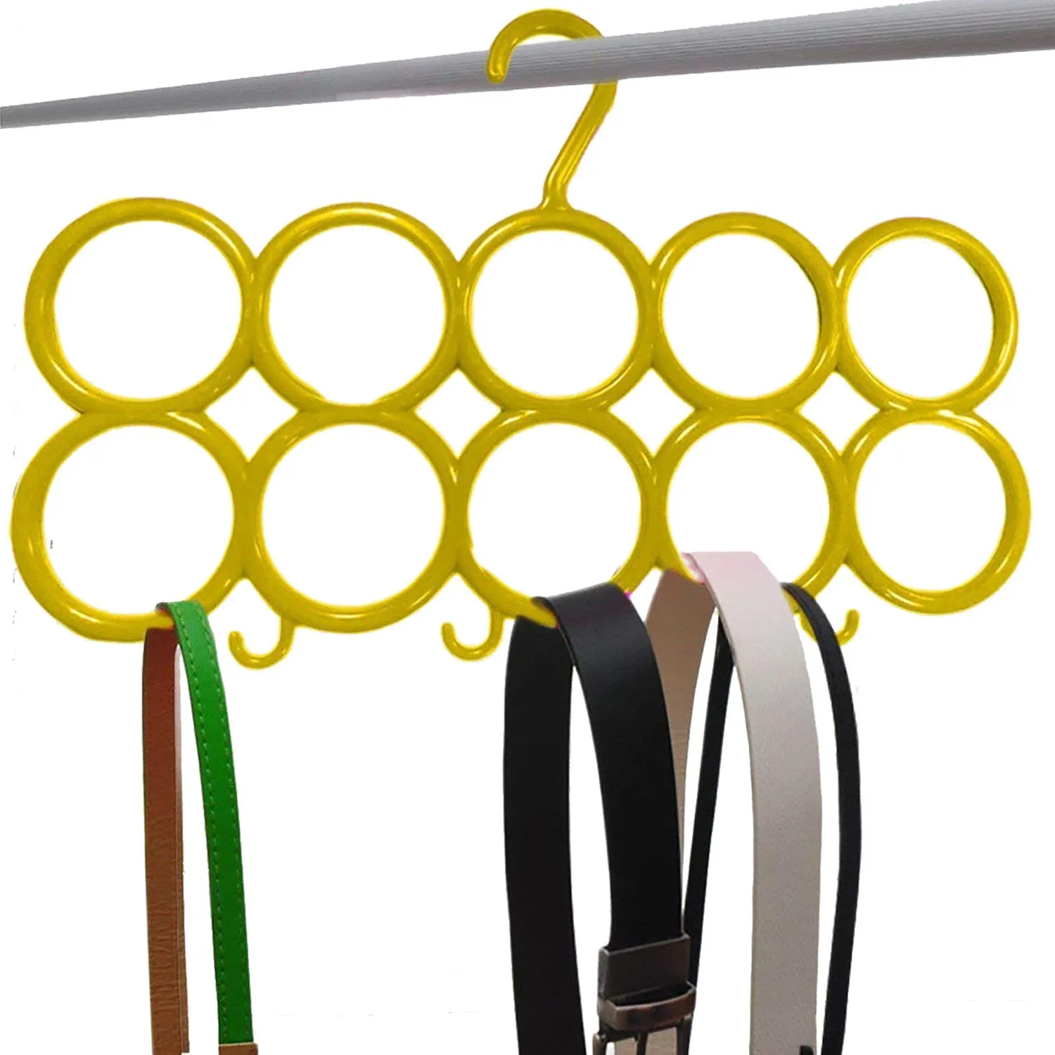 Kuber Industries 10-Circle Plastic Ring Hanger for Scarf, Shawl, Tie, Belt, Closet Accessory Wardrobe Organizer (Multicolour) - CTKTC030740