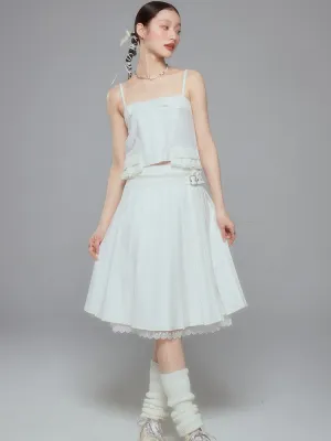 Lace Layered Flare Feminine Skirt