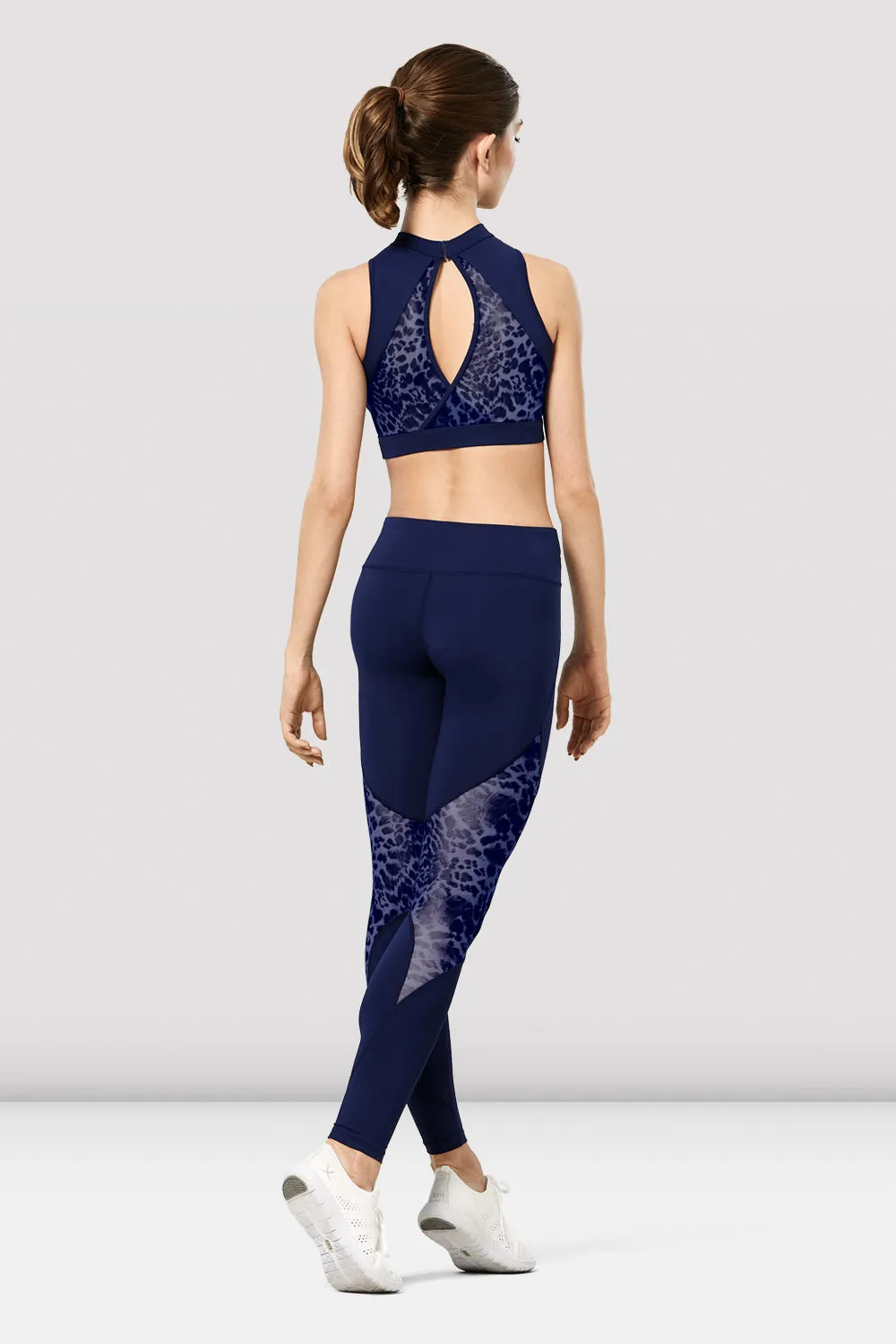 Ladies Ezra Animal Print Mesh Panelled Leggings