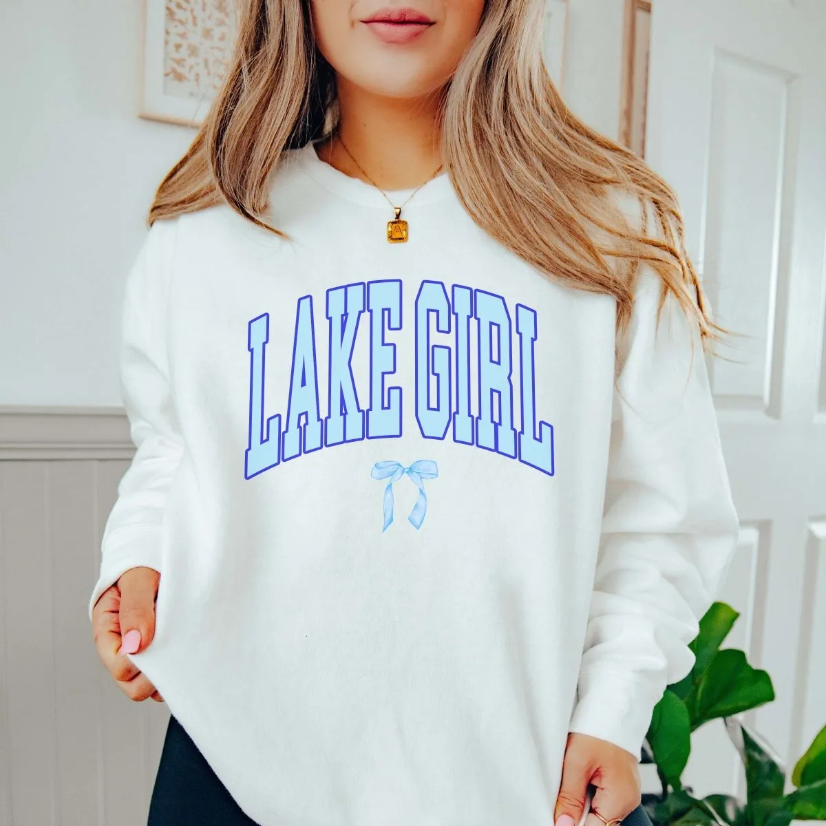 Lake Girl With Bow Comfort Colors Crew