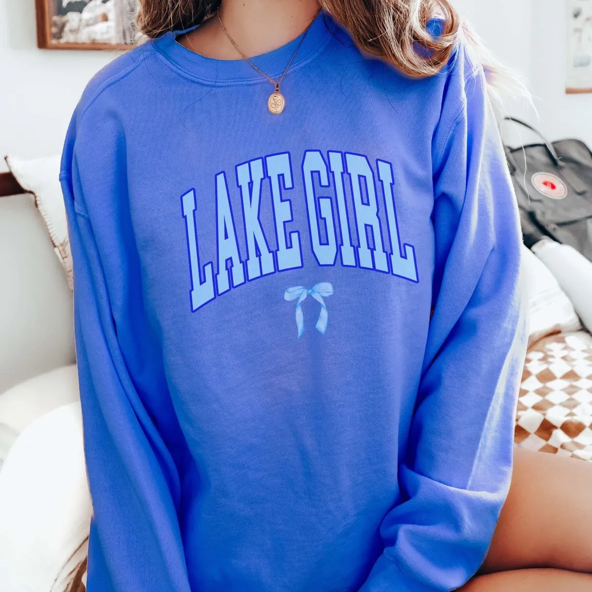 Lake Girl With Bow Comfort Colors Crew
