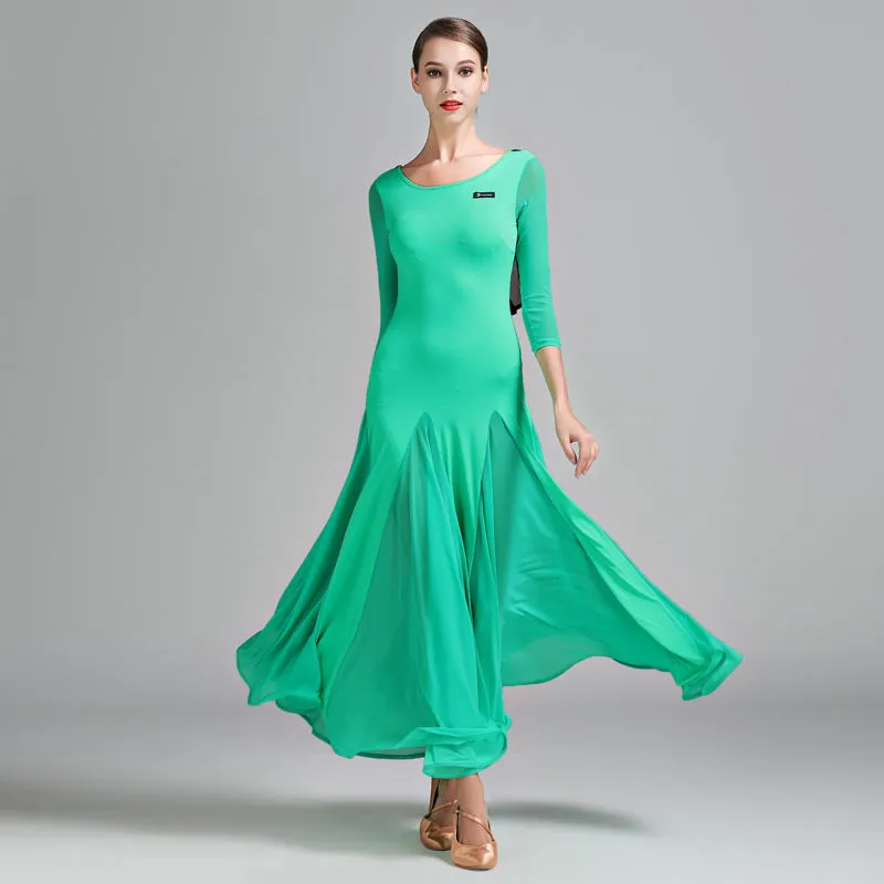 Layered Maxi Ballroom Dress with Applique