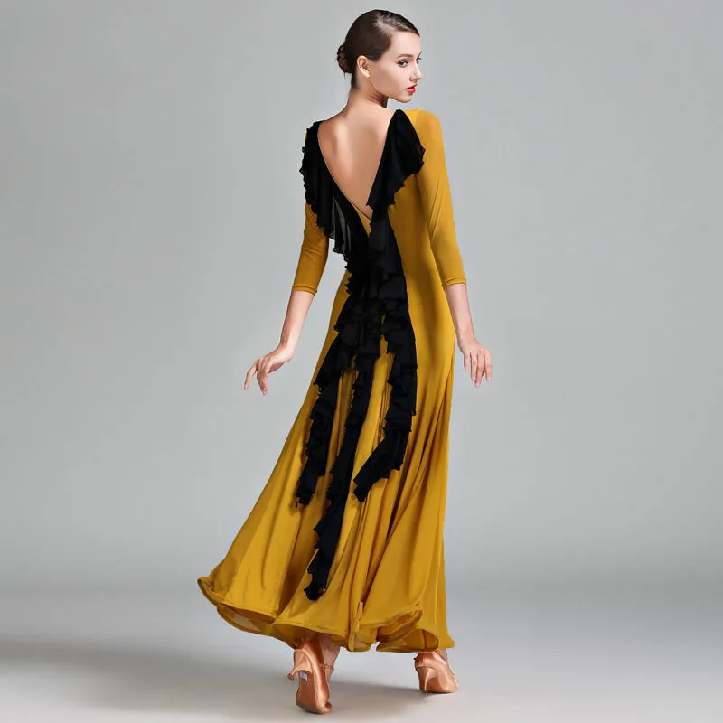 Layered Maxi Ballroom Dress with Applique