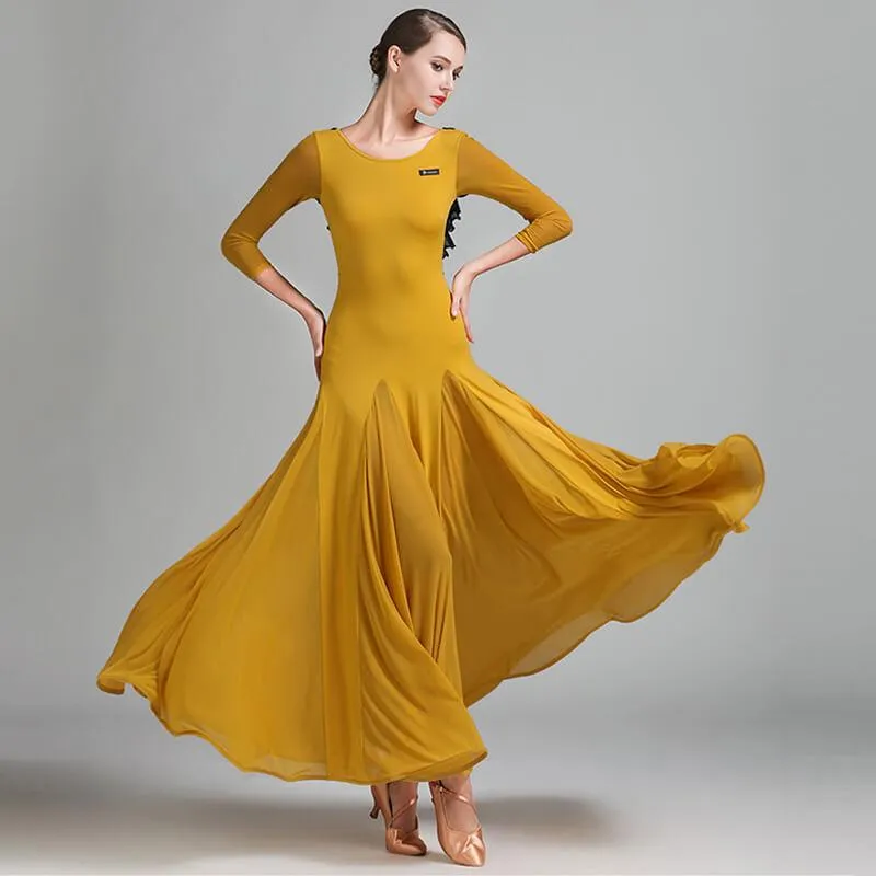 Layered Maxi Ballroom Dress with Applique