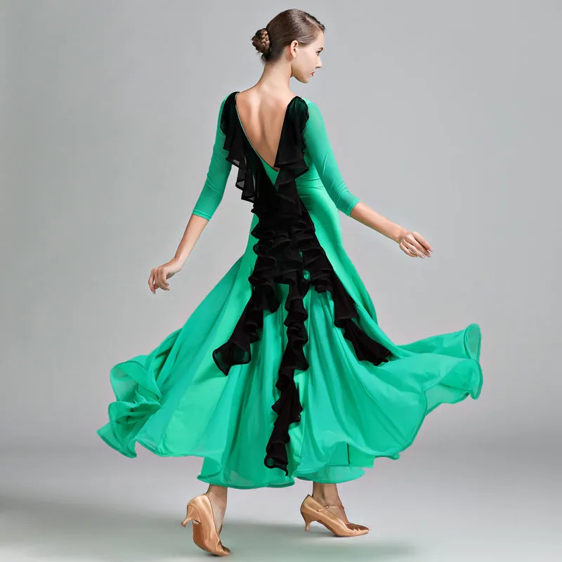 Layered Maxi Ballroom Dress with Applique