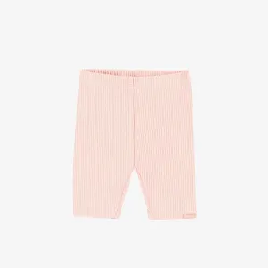 Legging rose pâle en tricot côtelé longeur ¾, bébé || Pale pink ribbed knit ¾-length legging, baby