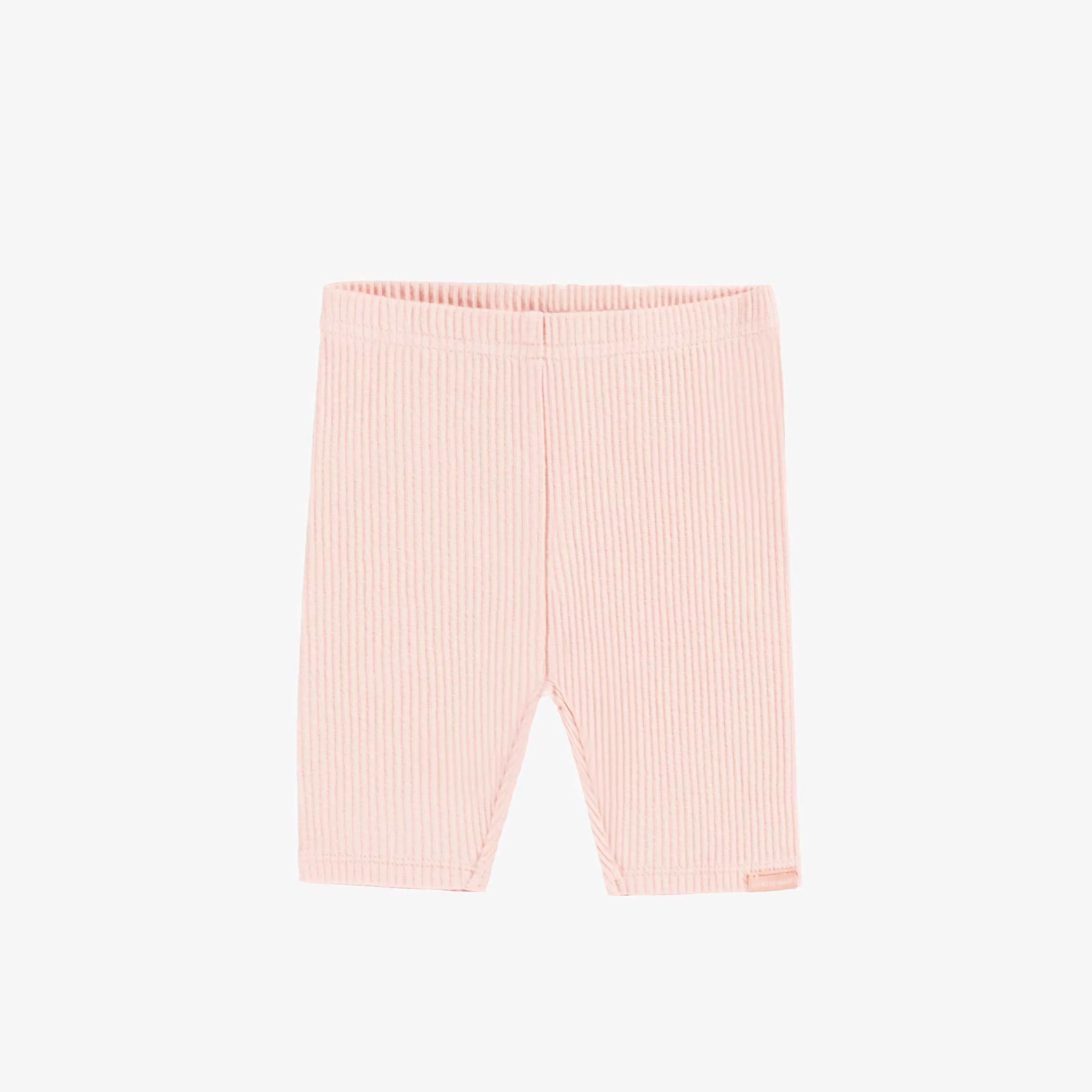 Legging rose pâle en tricot côtelé longeur ¾, bébé || Pale pink ribbed knit ¾-length legging, baby