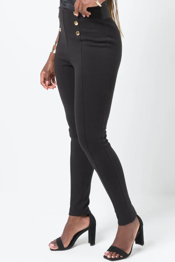 Legging With Gold Buttons Black