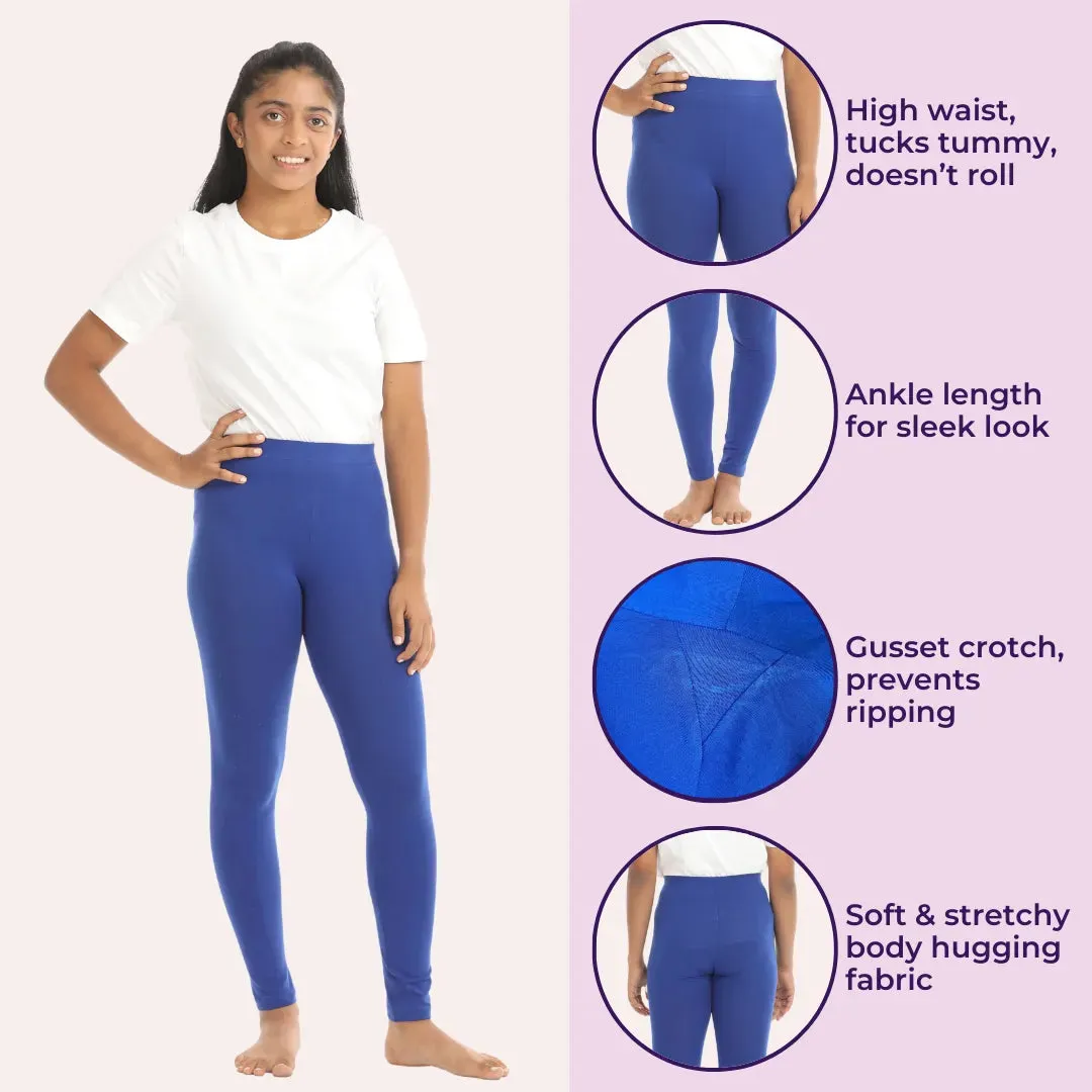 Leggings | Ankle Length | Soft Cotton & Elastane Blend | Gusset Crotch Prevents Tearing | Vibrant Colors