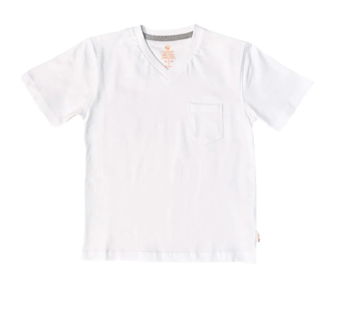 Leo And Zackary Boys White V-Neck T shirt