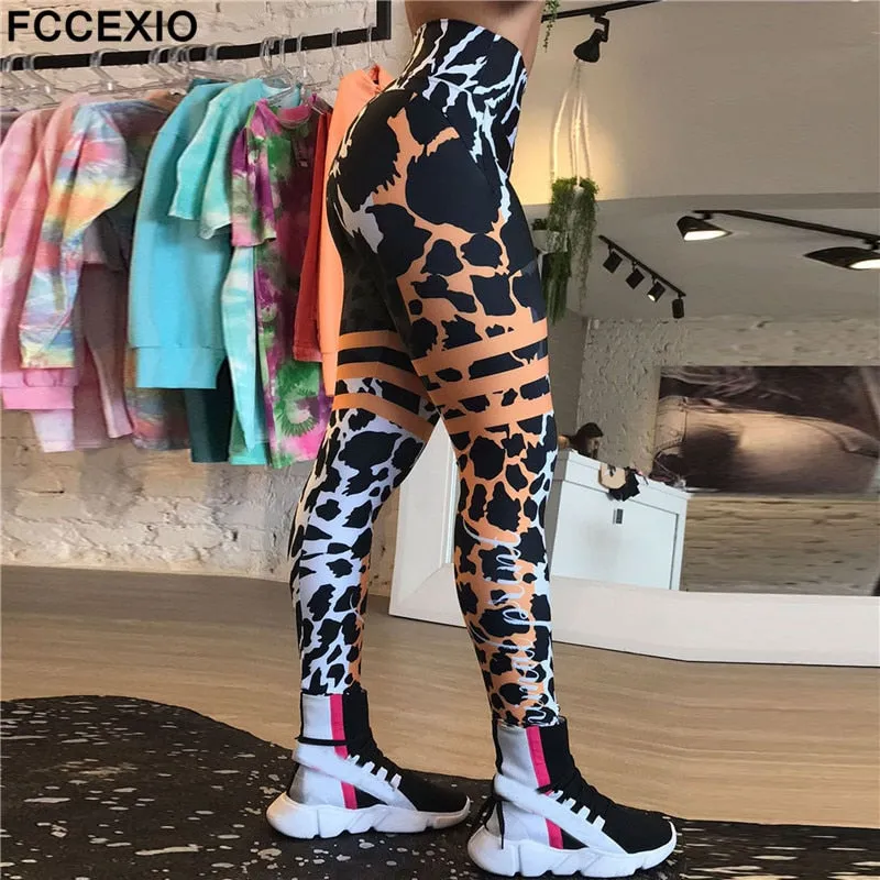Leopard Stripe 3D Print Leggings