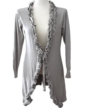 Light Spring Gray Ruffle Cardigan Sweater