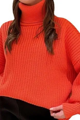 Loose Fit High-necked Wool Knitted Sweater