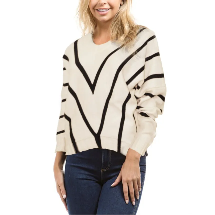 Loose Stripe Round Neck Knitting Sweaters