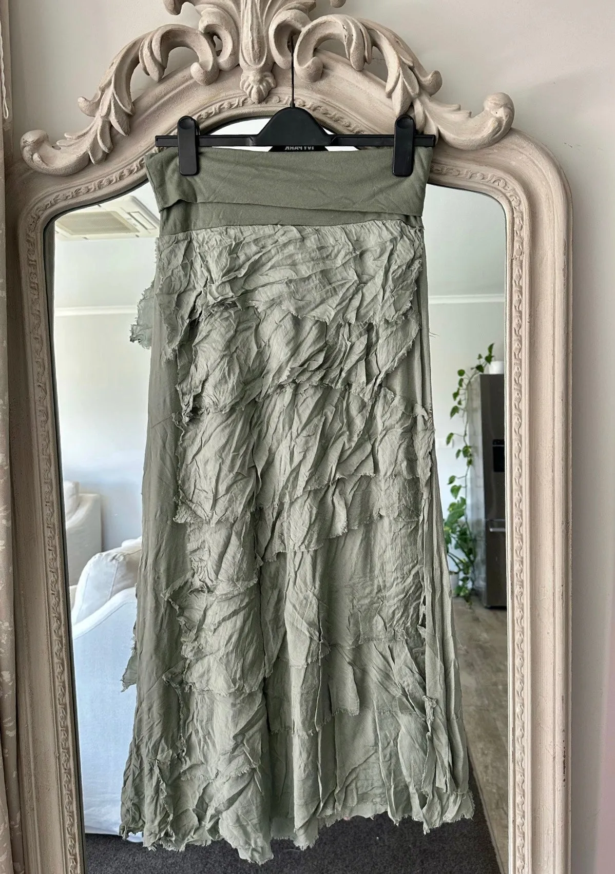 Made In Italy Messina Layered Maxi Silk Skirt