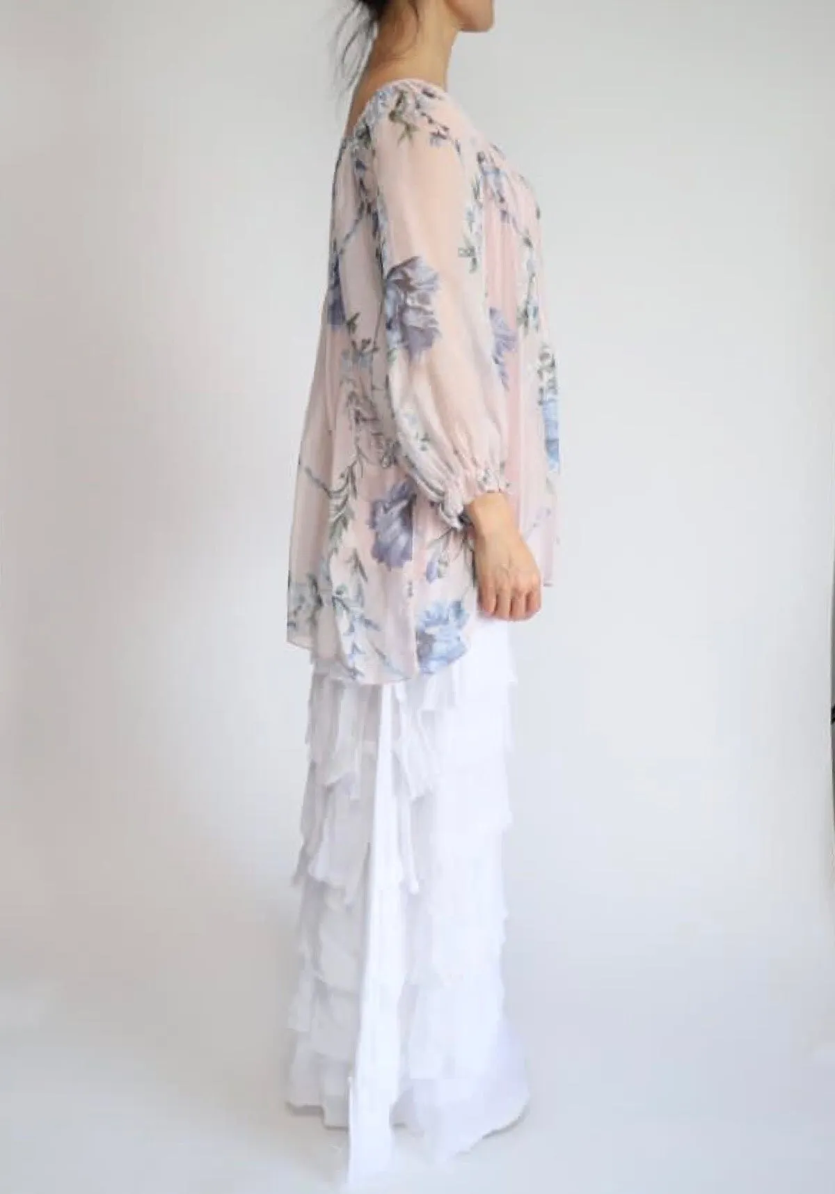 Made In Italy Messina Layered Maxi Silk Skirt