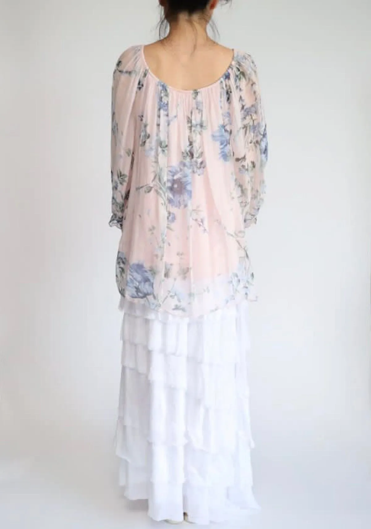 Made In Italy Messina Layered Maxi Silk Skirt