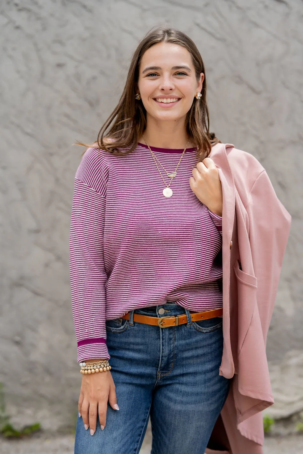 Marled Thin Striped Sweater