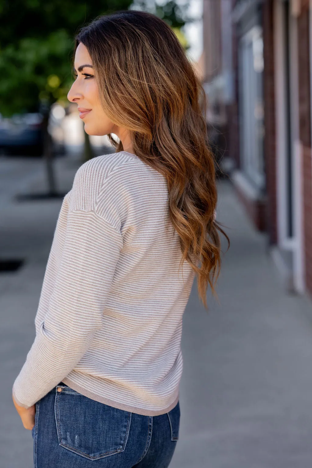 Marled Thin Striped Sweater