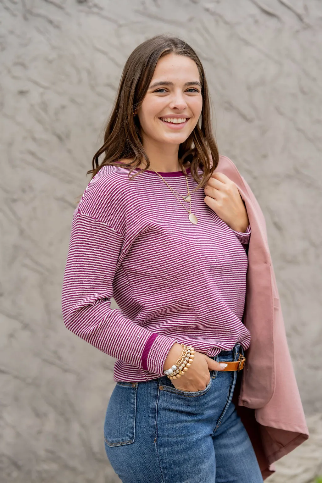 Marled Thin Striped Sweater