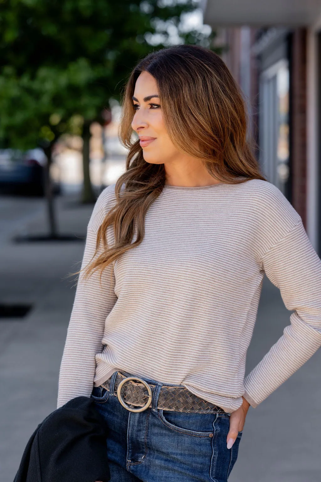 Marled Thin Striped Sweater