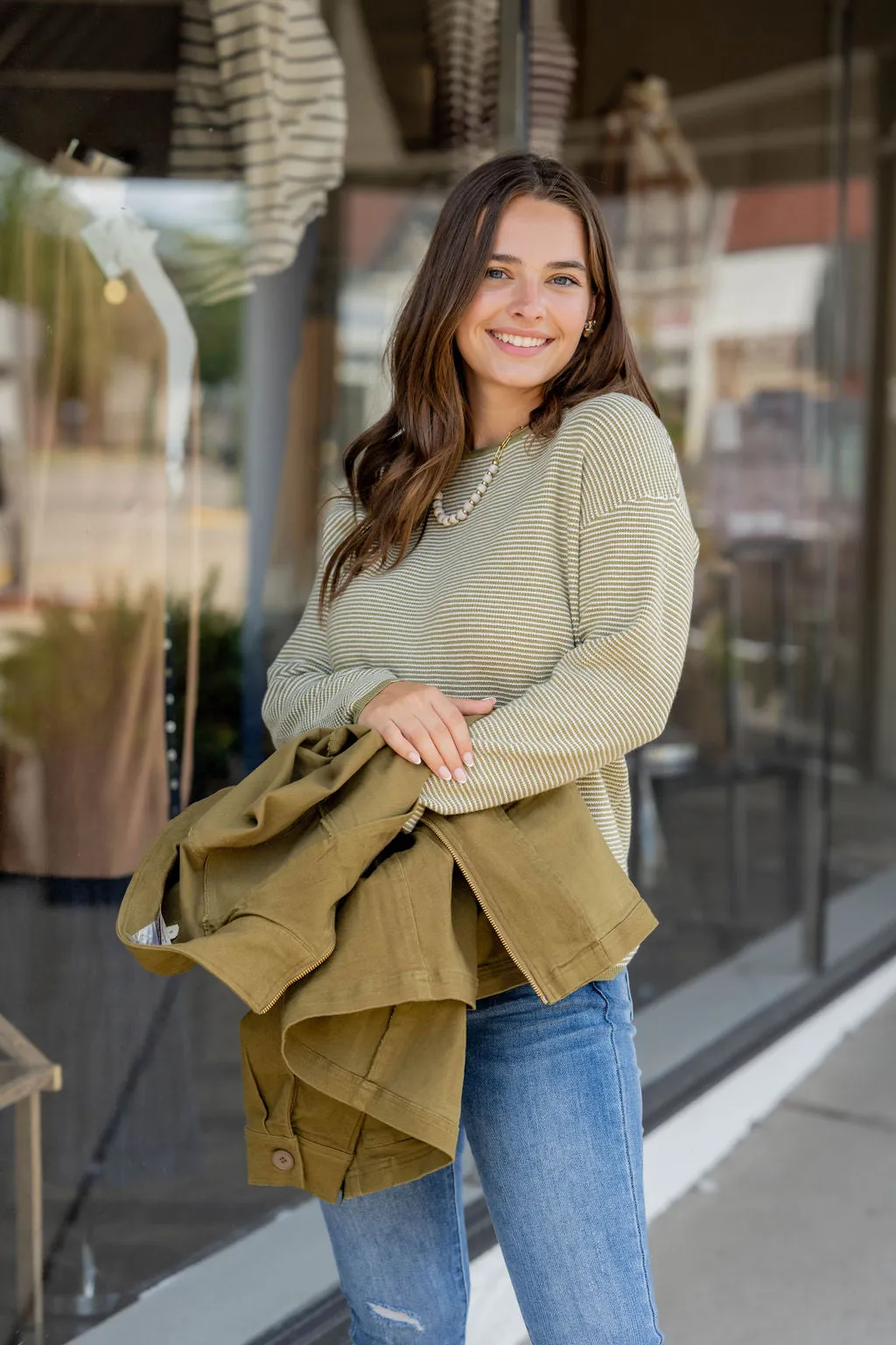 Marled Thin Striped Sweater