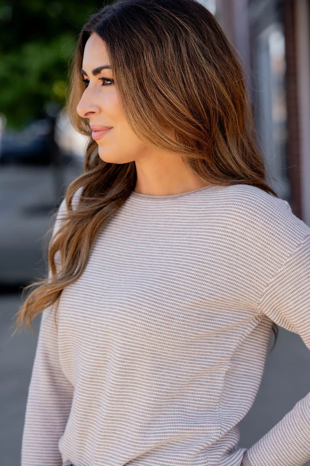 Marled Thin Striped Sweater