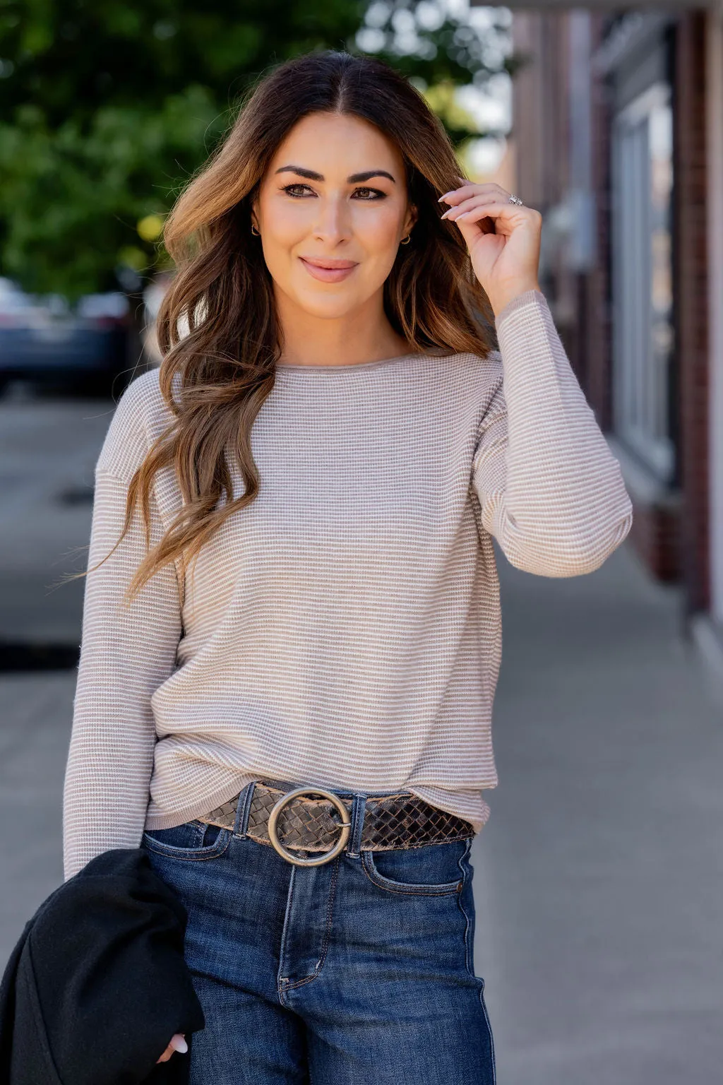 Marled Thin Striped Sweater