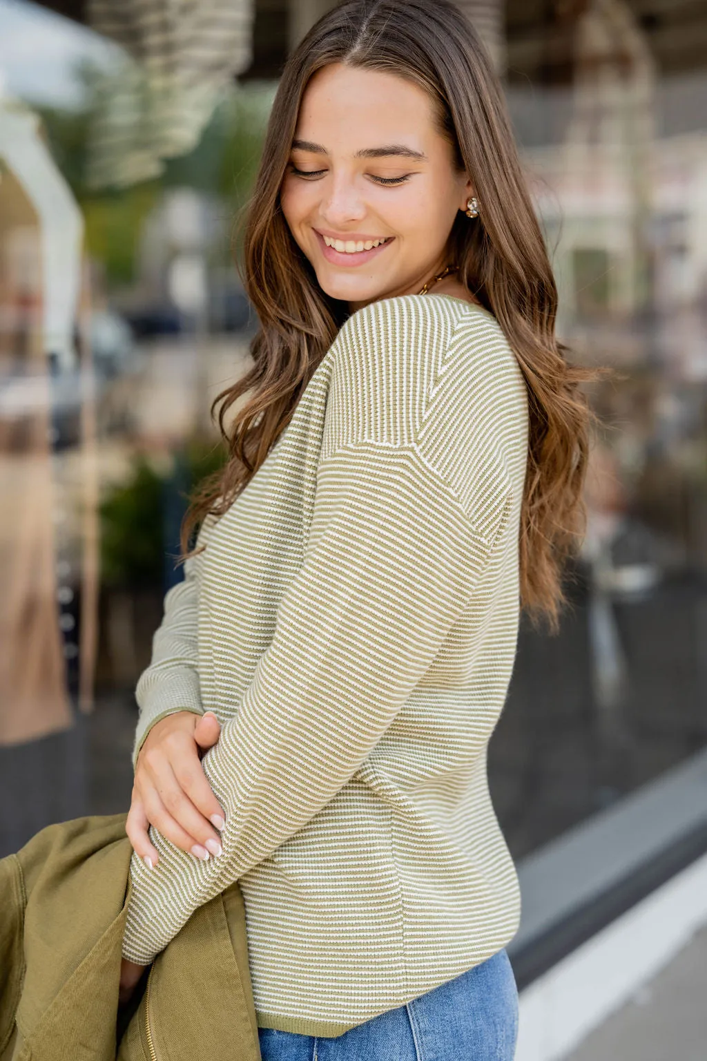 Marled Thin Striped Sweater