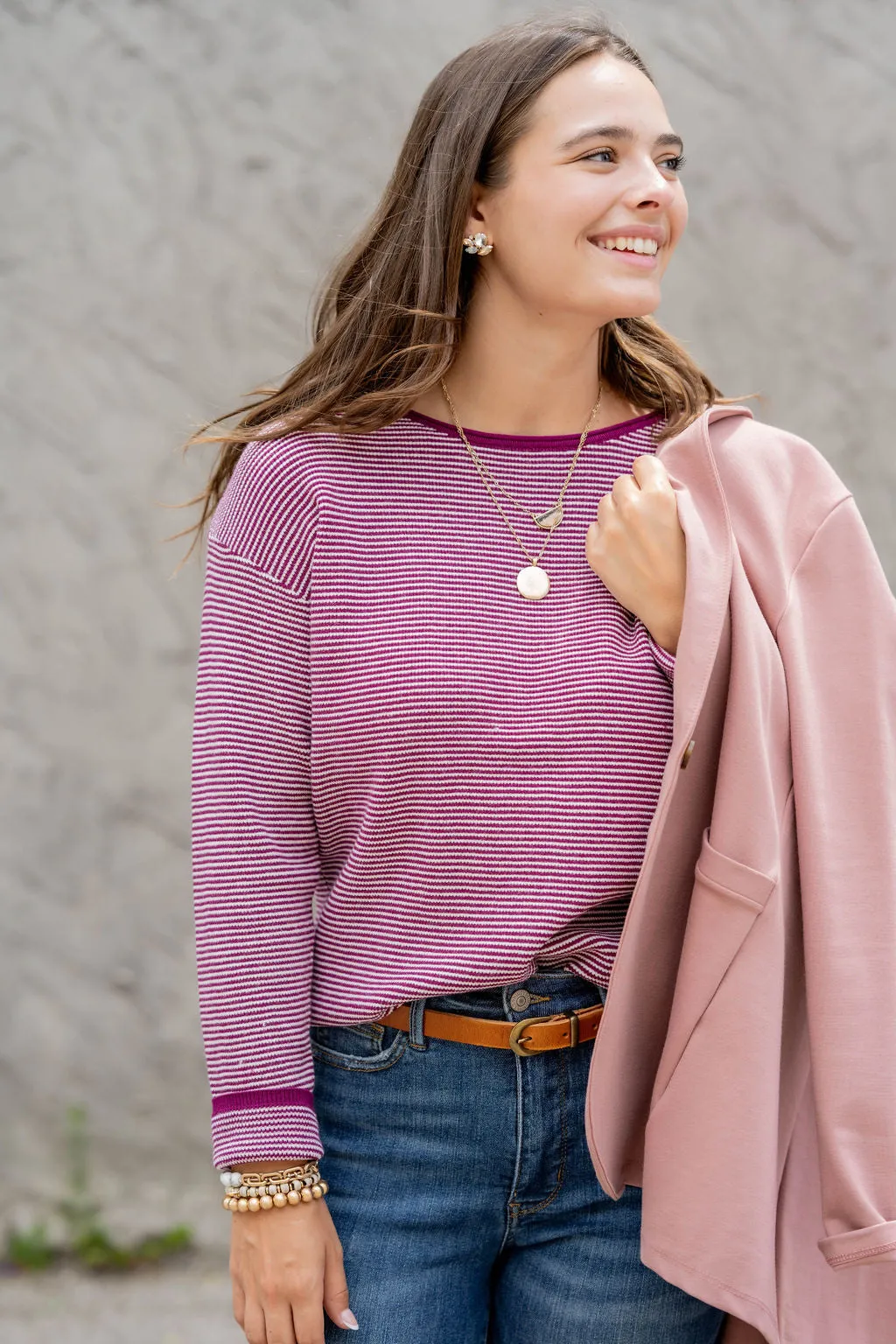 Marled Thin Striped Sweater