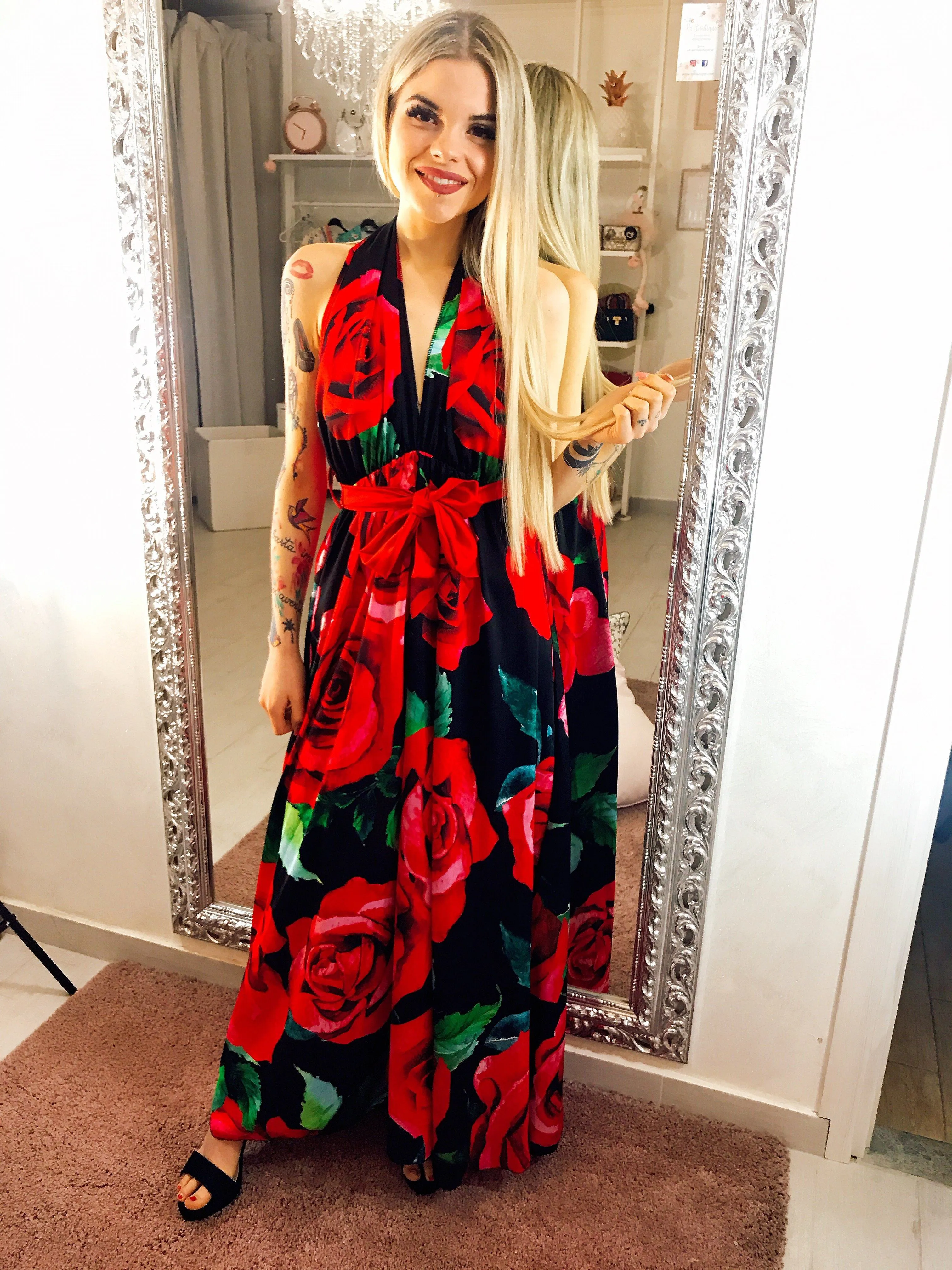 Maxi Dress con Rose