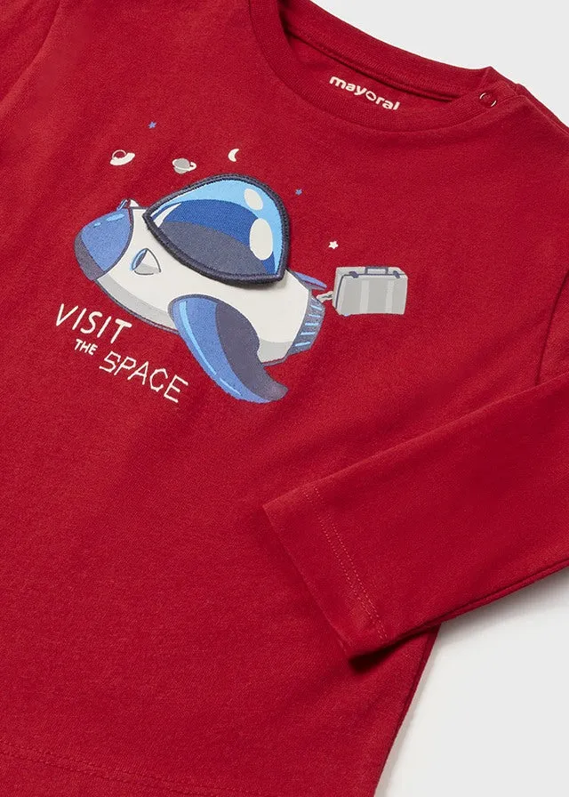 Mayoral 2014 069 - Red Long Sleeve Space T-Shirt