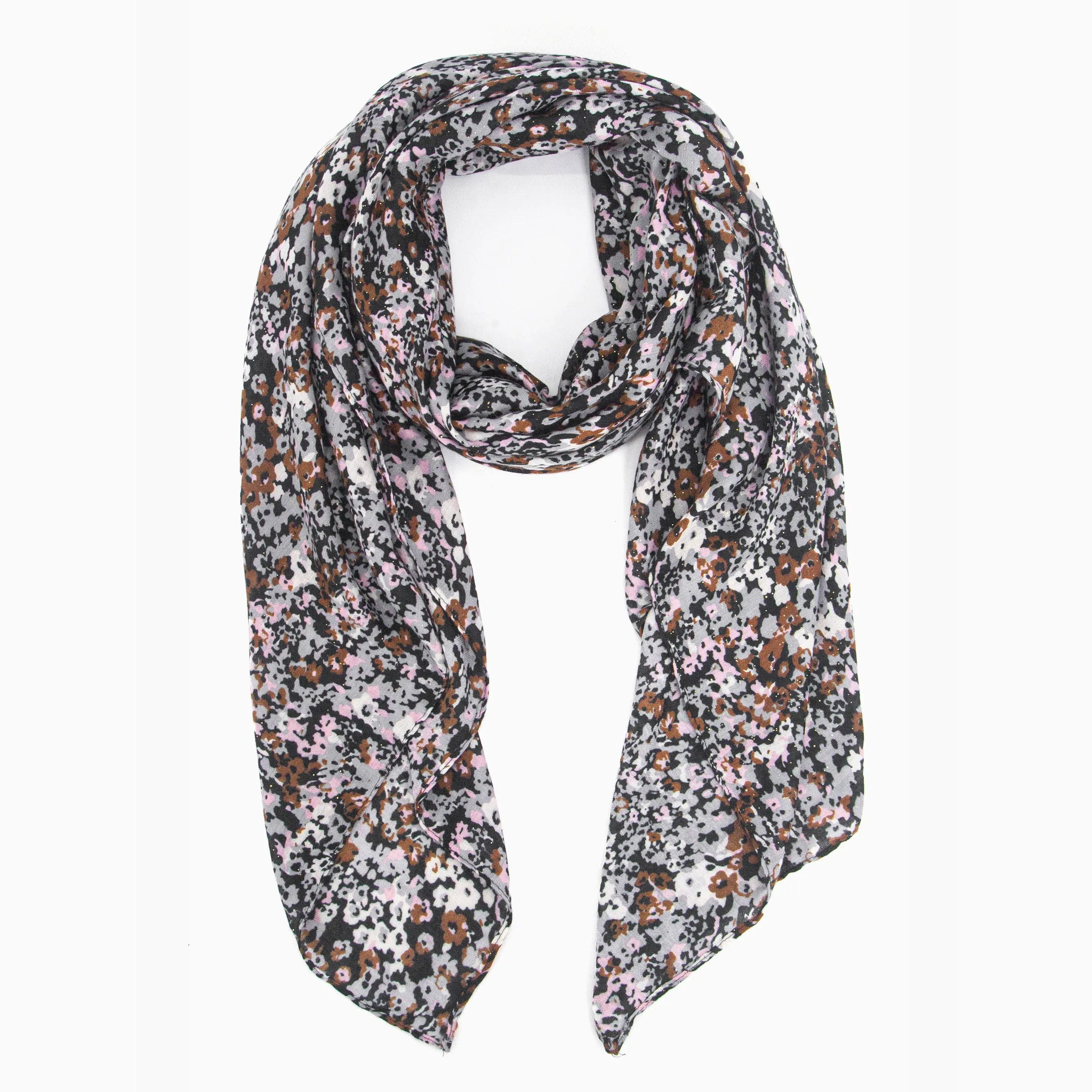 Meera Lightweight Scarf - Neutral, Floral