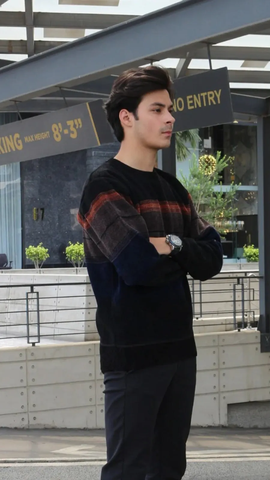 Mens imported blue and black sweater