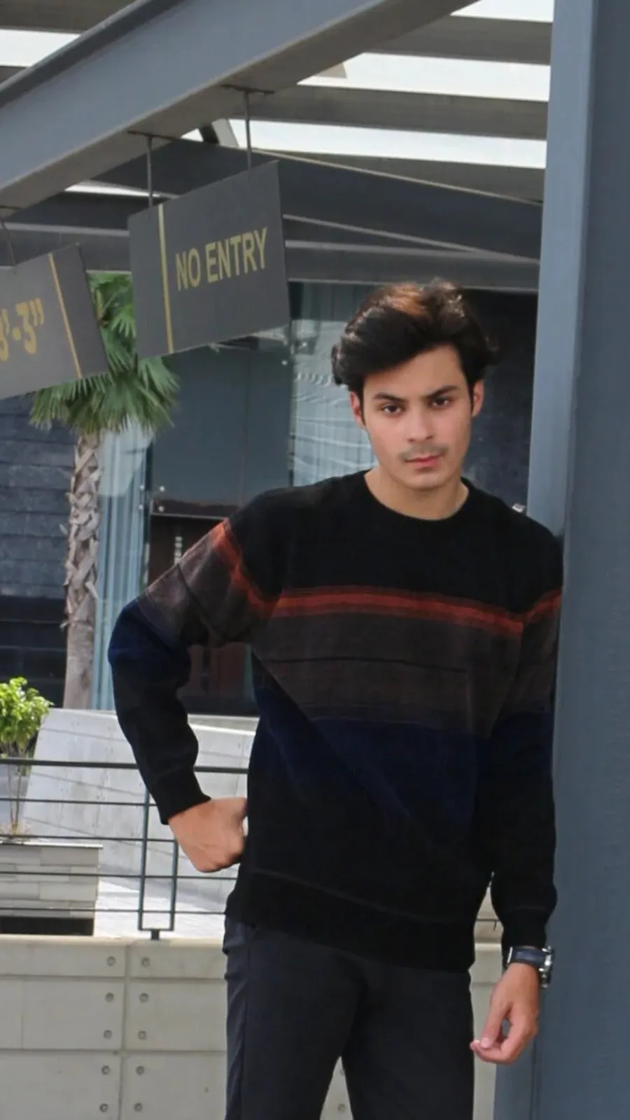 Mens imported blue and black sweater