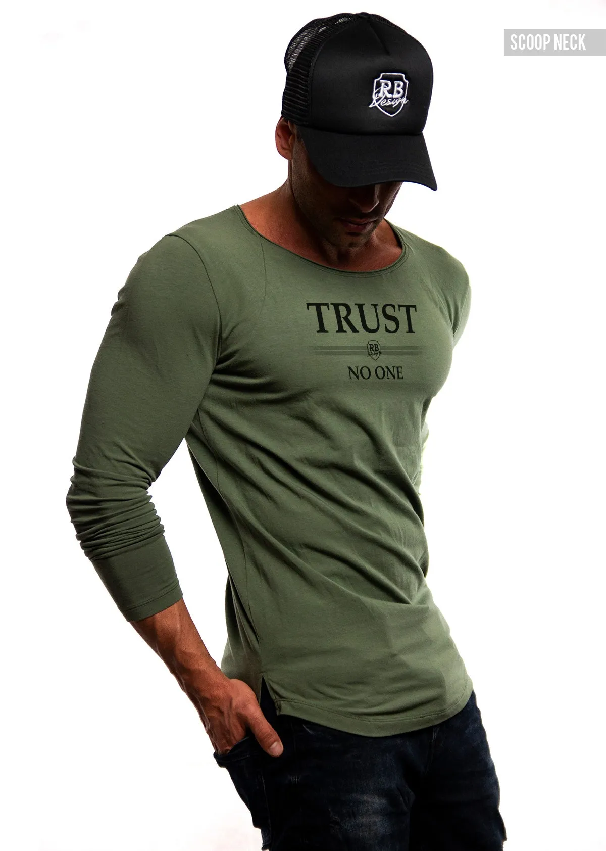 Mens Long Sleeve T-shirt "TRUST NO ONE" MD976